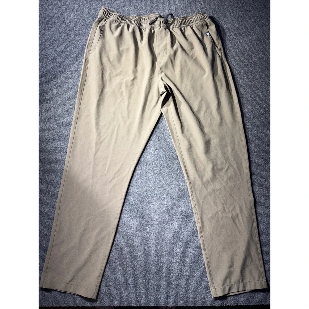 Lost Enterprises Mens Khaki Stretch Chino Pants Elastic Waist Tan Size Large